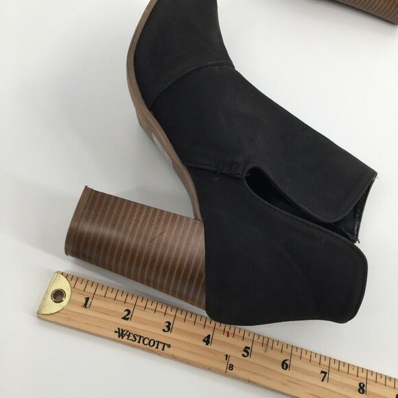 Qupid Faux Leather Open Toe Stacked Ankle Boots 9 Womens Solid Black Low Booties - Picture 7 of 9